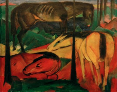 De drie paarden door Franz Marc